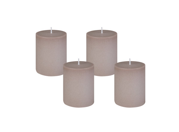 4er Set Scandic-Design Stumpenkerzen durchgefärbt Dunkel-Flachs