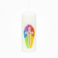 Osterkerze Regenbogen 16 x Ø 6 cm (Transferdruck)