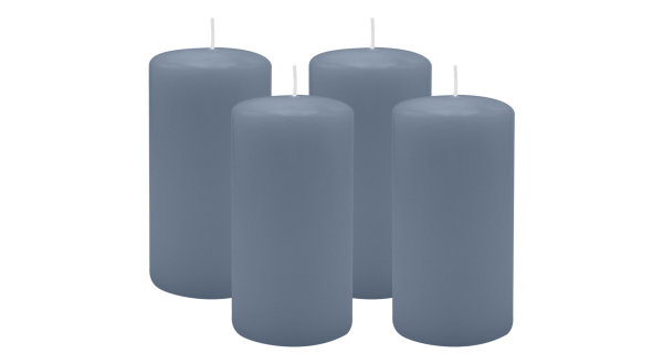 4er Set Adventskranzkerzen Pacific Blau Grau Ø 60 x 100 mm
