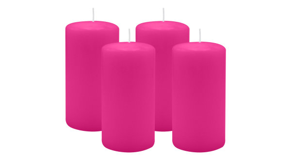 4er Set Adventskranzkerzen Fuchsia Pink Ø 60 x 100 mm