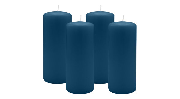 4er Set Adventskranzkerzen Petrol Blau Ø 60 x 120 mm