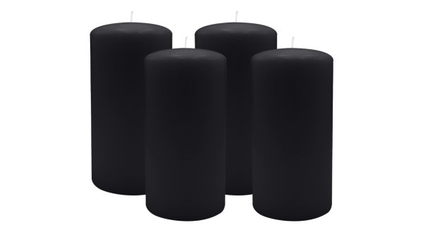 4er Set Adventskranzkerzen Schwarz Ø 80 x 150 mm