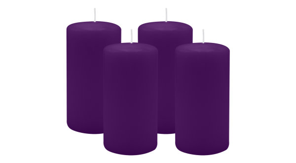 4er Set Adventskranzkerzen Violett Ø 60 x 100 mm