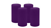 4er Set Adventskranzkerzen Violett Ø 60 x 100 mm