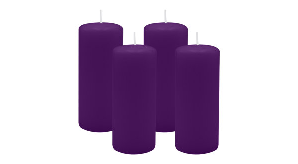 4er Set Adventskranzkerzen Violett Ø 50 x 120 mm