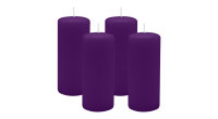 4er Set Adventskranzkerzen Violett Ø 50 x 120 mm