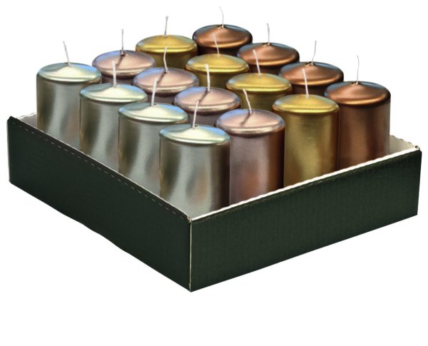 Stumpenkerzen "Lovely Lacquer" 120 x Ø 58 mm, 16 Stück