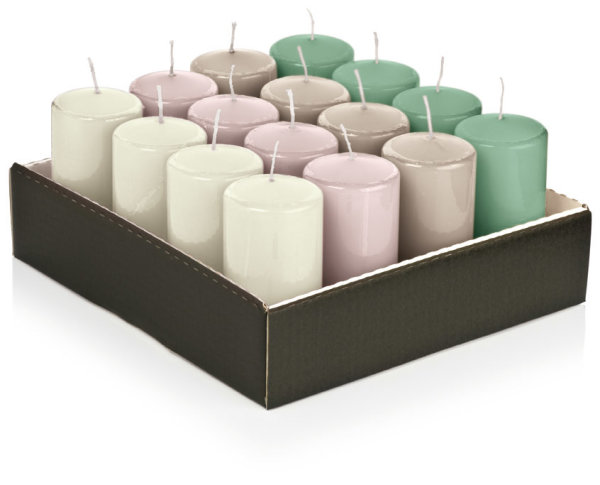 Stumpenkerzen "Pretty Pastel" 120 x Ø 58 mm, 16 Stück