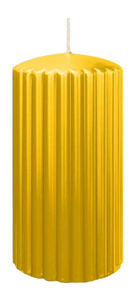 Kerzen-Gerillt in Dotter Gelb 150 x Ø 80 mm im 4er Set