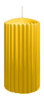 Kerzen-Gerillt in Dotter Gelb 150 x Ø 80 mm im 4er...