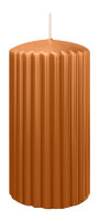Kerzen-Gerillt in Cognac 150 x Ø 80 mm im 4er Set