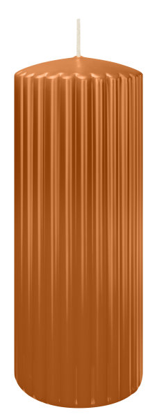 Kerzen-Gerillt in Cognac 200 x Ø 80 mm im 4er Set