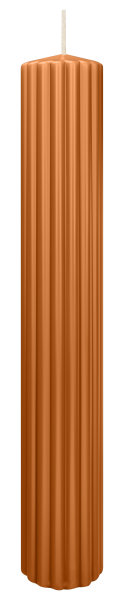 Kerzen-Gerillt in Cognac 300 x Ø 45 mm im 4er Set