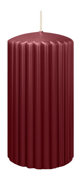 Kerzen-Gerillt in Bordeaux 150 x Ø 80 mm im 4er Set