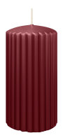 Kerzen-Gerillt in Bordeaux 150 x Ø 80 mm im 4er Set