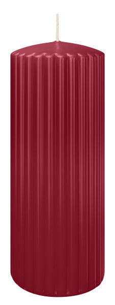 Kerzen-Gerillt in Bordeaux 200 x Ø 80 mm im 4er Set