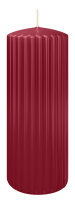 Kerzen-Gerillt in Bordeaux 200 x Ø 80 mm im 4er Set