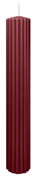 Kerzen-Gerillt in Bordeaux 300 x Ø 45 mm im 4er Set