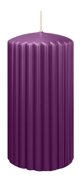 Kerzen-Gerillt in Brombeer 150 x Ø 80 mm im 4er Set