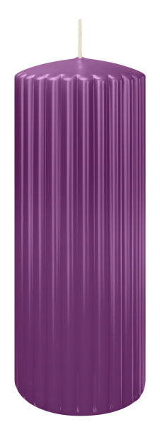 Kerzen-Gerillt in Brombeer 200 x Ø 80 mm im 4er Set