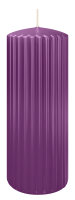Kerzen-Gerillt in Brombeer 200 x Ø 80 mm im 4er Set