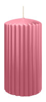 Kerzen-Gerillt in Rosa 150 x Ø 80 mm im 4er Set