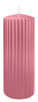 Kerzen-Gerillt in Rosa 200 x Ø 80 mm im 4er Set