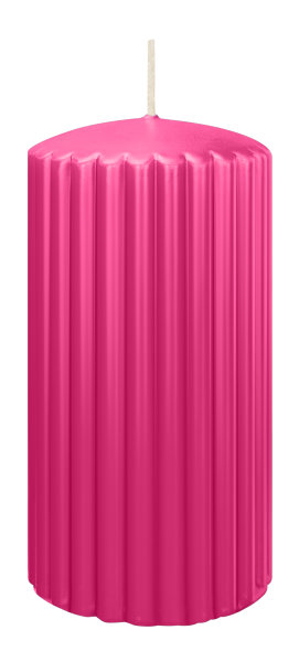 Kerzen-Gerillt in Pink 150 x Ø 80 mm im 4er Set