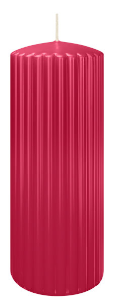 Kerzen-Gerillt in Magenta 200 x Ø 80 mm im 4er Set