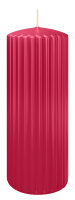 Kerzen-Gerillt in Magenta 200 x Ø 80 mm im 4er Set