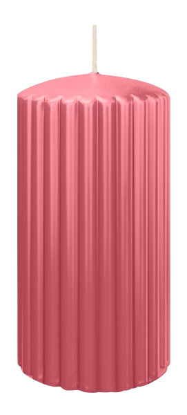 Kerzen-Gerillt in Erdbeerrosa 150 x Ø 80 mm im 4er Set