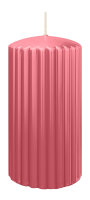 Kerzen-Gerillt in Erdbeerrosa 150 x Ø 80 mm im 4er...