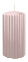 Kerzen-Gerillt in Rose 150 x Ø 80 mm im 4er Set