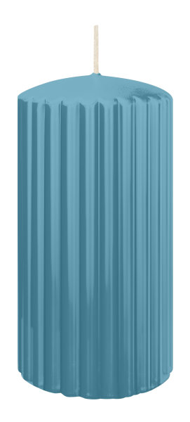 Kerzen-Gerillt in Himmelblau 150 x Ø 80 mm im 4er Set