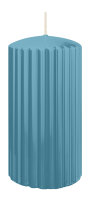 Kerzen-Gerillt in Himmelblau 150 x Ø 80 mm im 4er Set