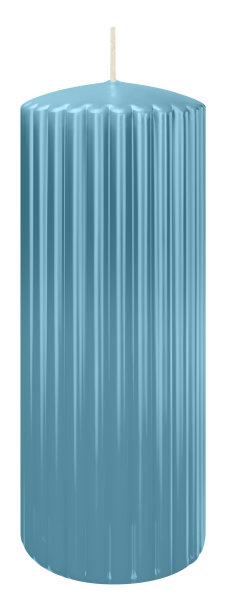 Kerzen-Gerillt in Himmelblau 200 x Ø 80 mm im 4er Set