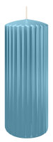 Kerzen-Gerillt in Himmelblau 200 x Ø 80 mm im 4er Set