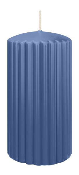 Kerzen-Gerillt in Graublau 150 x Ø 80 mm im 4er Set