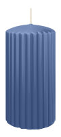 Kerzen-Gerillt in Graublau 150 x Ø 80 mm im 4er Set