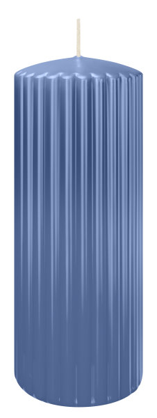 Kerzen-Gerillt in Graublau 200 x Ø 80 mm im 4er Set