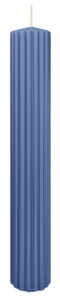 Kerzen-Gerillt in Graublau 300 x Ø 45 mm im 4er Set