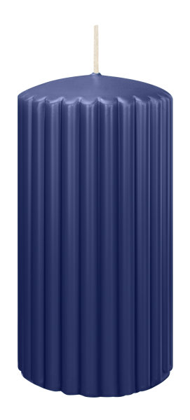 Kerzen-Gerillt in Dunkelblau 150 x Ø 80 mm im 4er Set