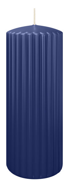 Kerzen-Gerillt in Dunkelblau 200 x Ø 80 mm im 4er Set