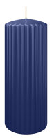 Kerzen-Gerillt in Dunkelblau 200 x Ø 80 mm im 4er Set