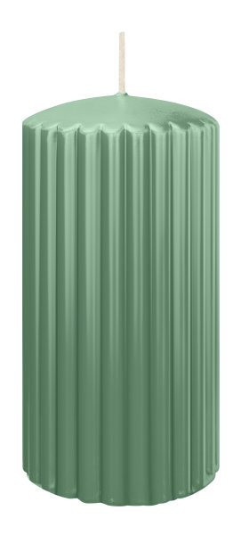 Kerzen-Gerillt in Reseda 150 x Ø 80 mm im 4er Set