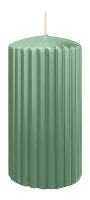Kerzen-Gerillt in Reseda 150 x Ø 80 mm im 4er Set