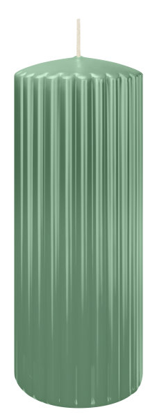 Kerzen-Gerillt in Reseda 200 x Ø 80 mm im 4er Set