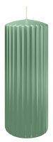 Kerzen-Gerillt in Reseda 200 x Ø 80 mm im 4er Set