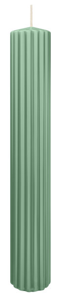 Kerzen-Gerillt in Reseda 300 x Ø 45 mm im 4er Set