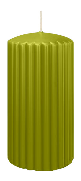 Kerzen-Gerillt in Grün 150 x Ø 80 mm im 4er Set